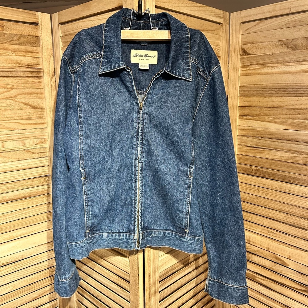 Eddie Bauer zip up Jean Jacket